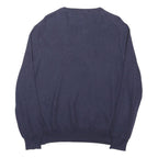 POLO RALPH LAUREN Mens Navy Plain Cotton Jumper Crew Neck Basic Knit L