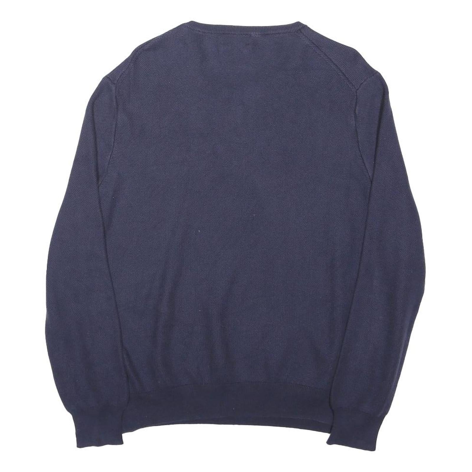 POLO RALPH LAUREN Mens Navy Plain Cotton Jumper Crew Neck Basic Knit L