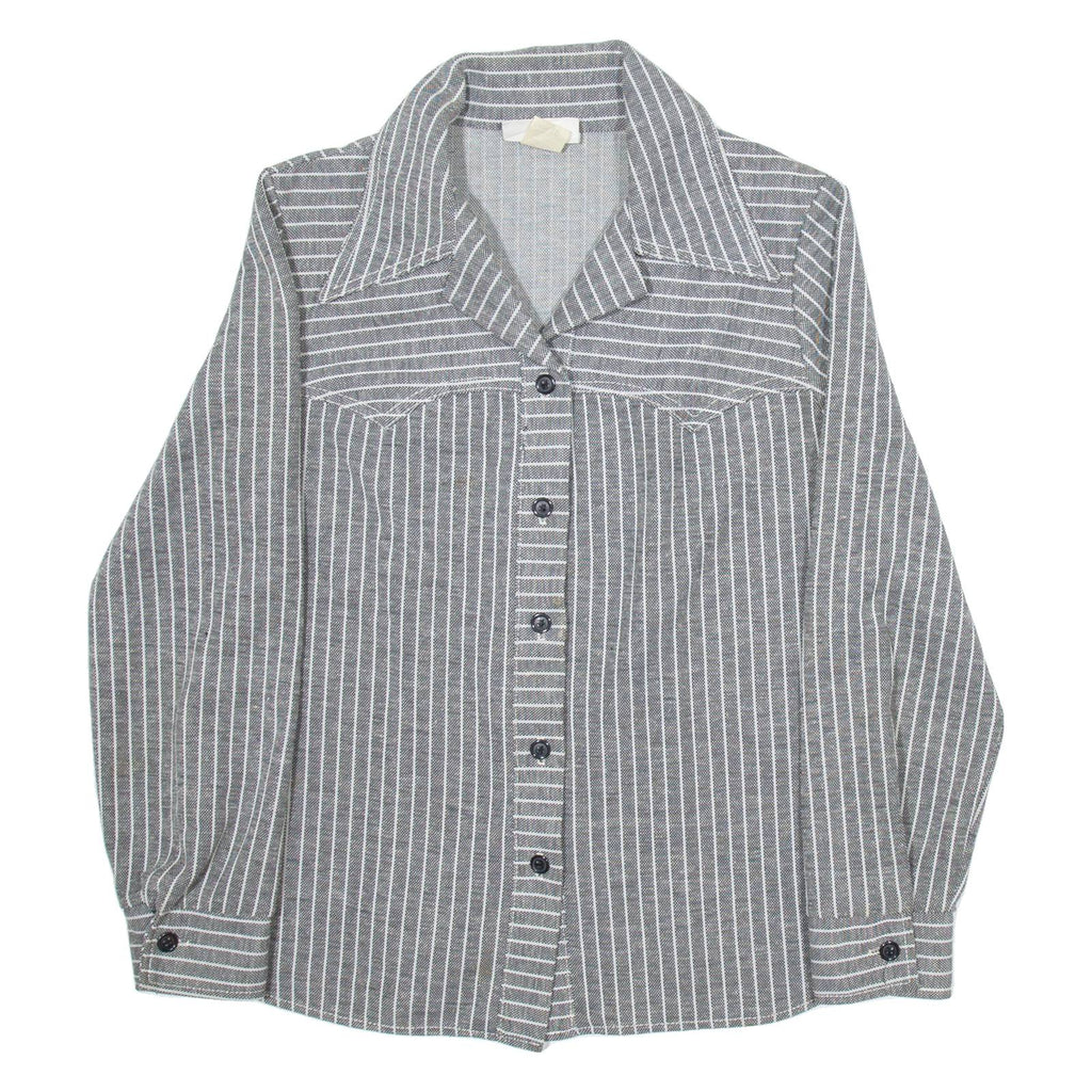 JANTZEN Womens Shirt Grey Striped Long Sleeve UK 16