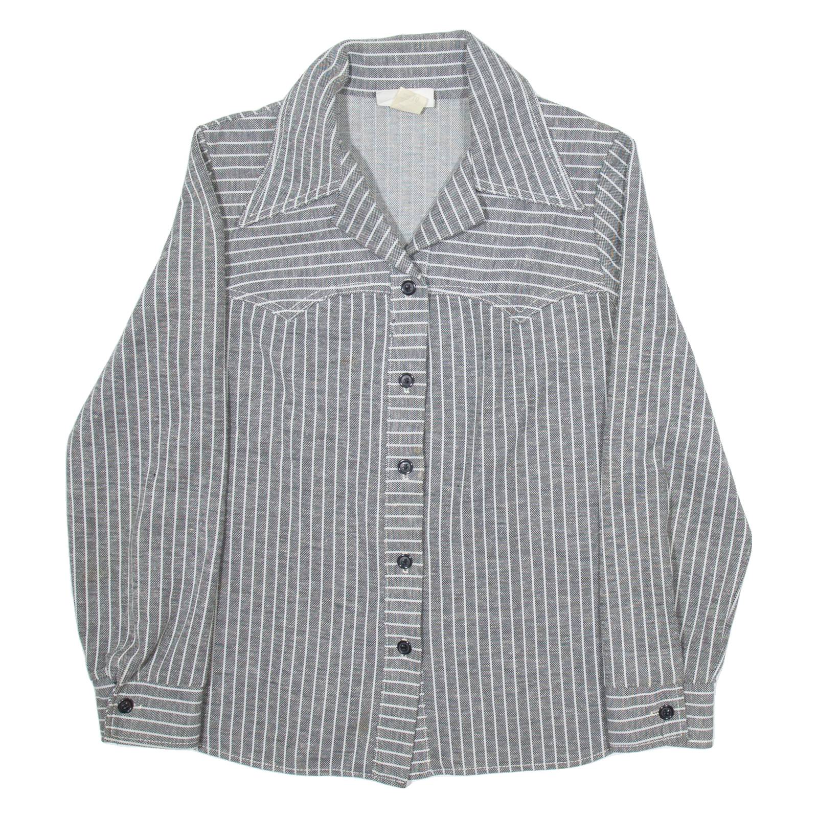 JANTZEN Womens Shirt Grey Striped Long Sleeve UK 16