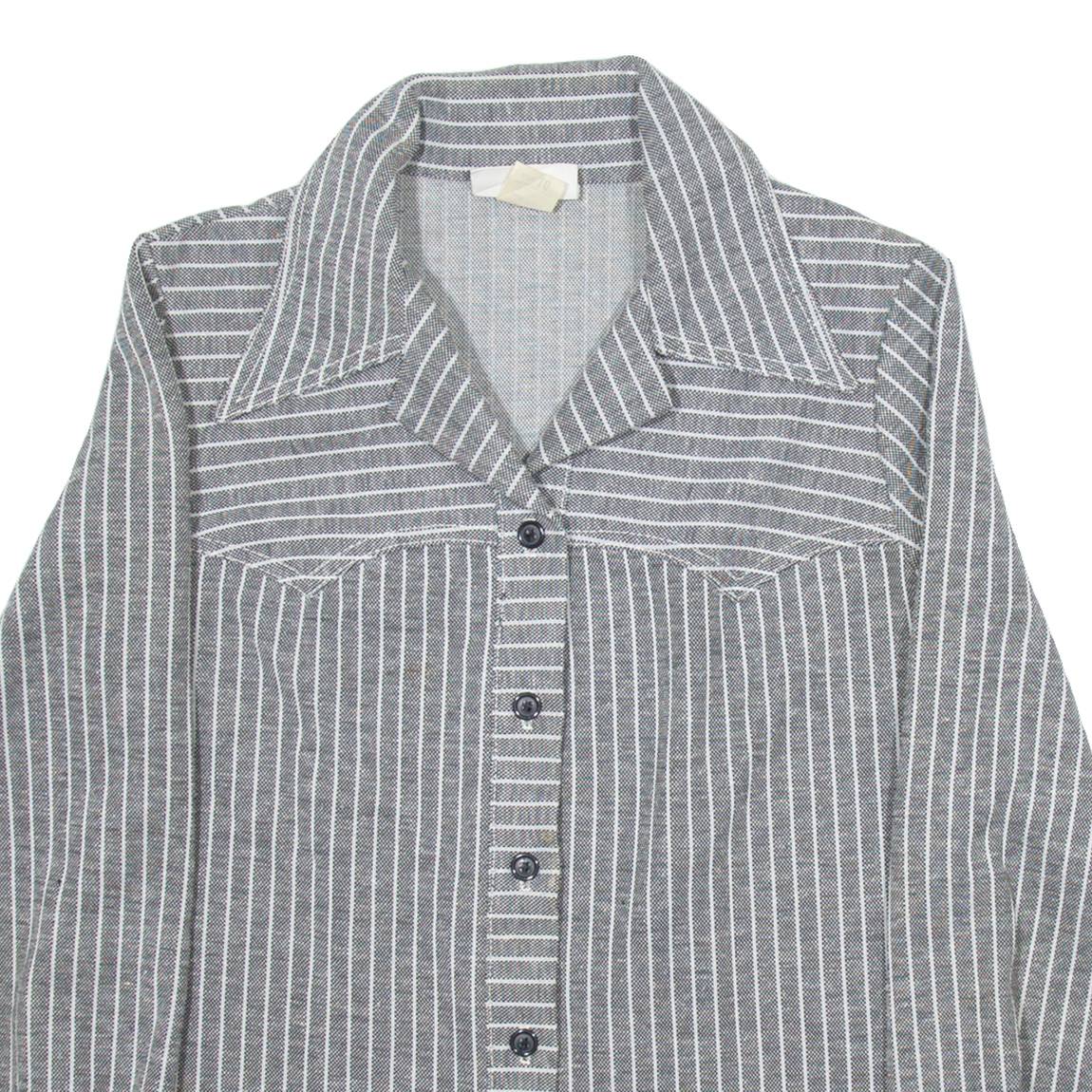 JANTZEN Womens Shirt Grey Striped Long Sleeve UK 16