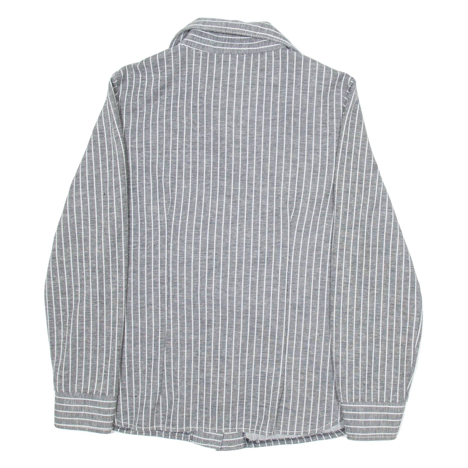 JANTZEN Womens Shirt Grey Striped Long Sleeve UK 16
