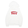 LEVI'S Mens White Hoodie S Cotton Blend Pullover Drawstring Hooded Sweatshirt