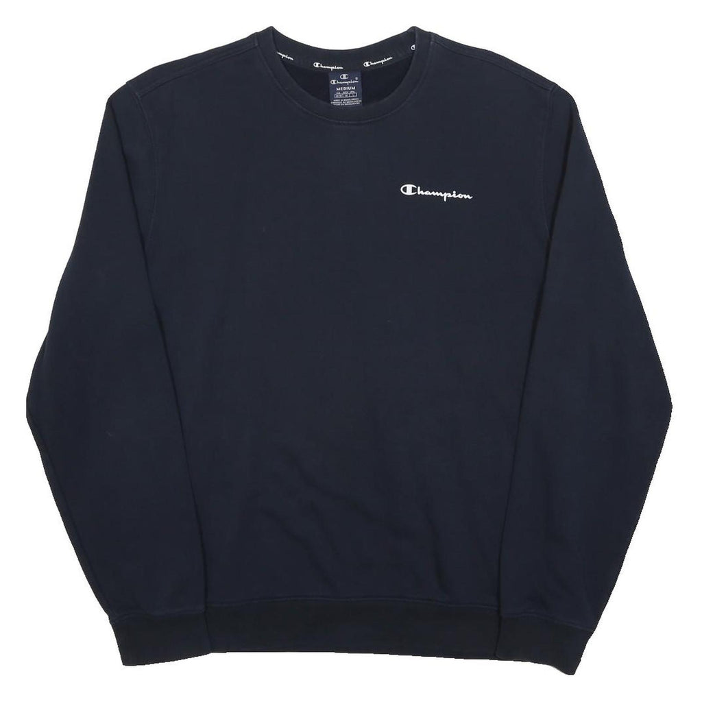 CHAMPION Mens Black Crew Neck M Cotton Blend Sweatshirt Logo Embroidery