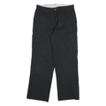 DICKIES Mens Cotton Blend Black Regular Straight Trousers W32 L30 Workwear Cargo