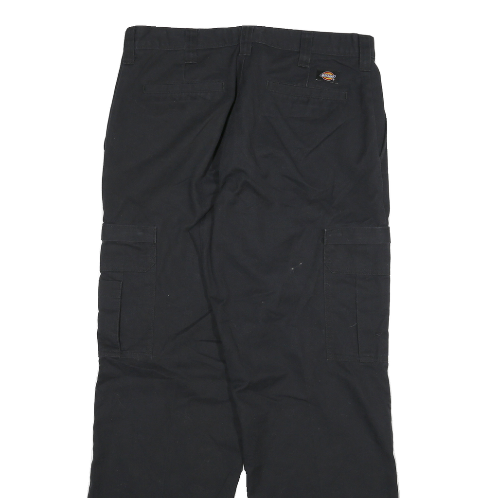 DICKIES Mens Cotton Blend Black Regular Straight Trousers W32 L30 Workwear Cargo