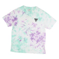 GUESS Womens White & Purple Tie Dye T-Shirt S Short Sleeve Crew Neck Cotton