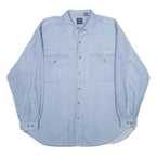 SAUGATUCK Mens Blue Shirt 2XL Cotton Denim Long Sleeve Casual Relaxed Fit