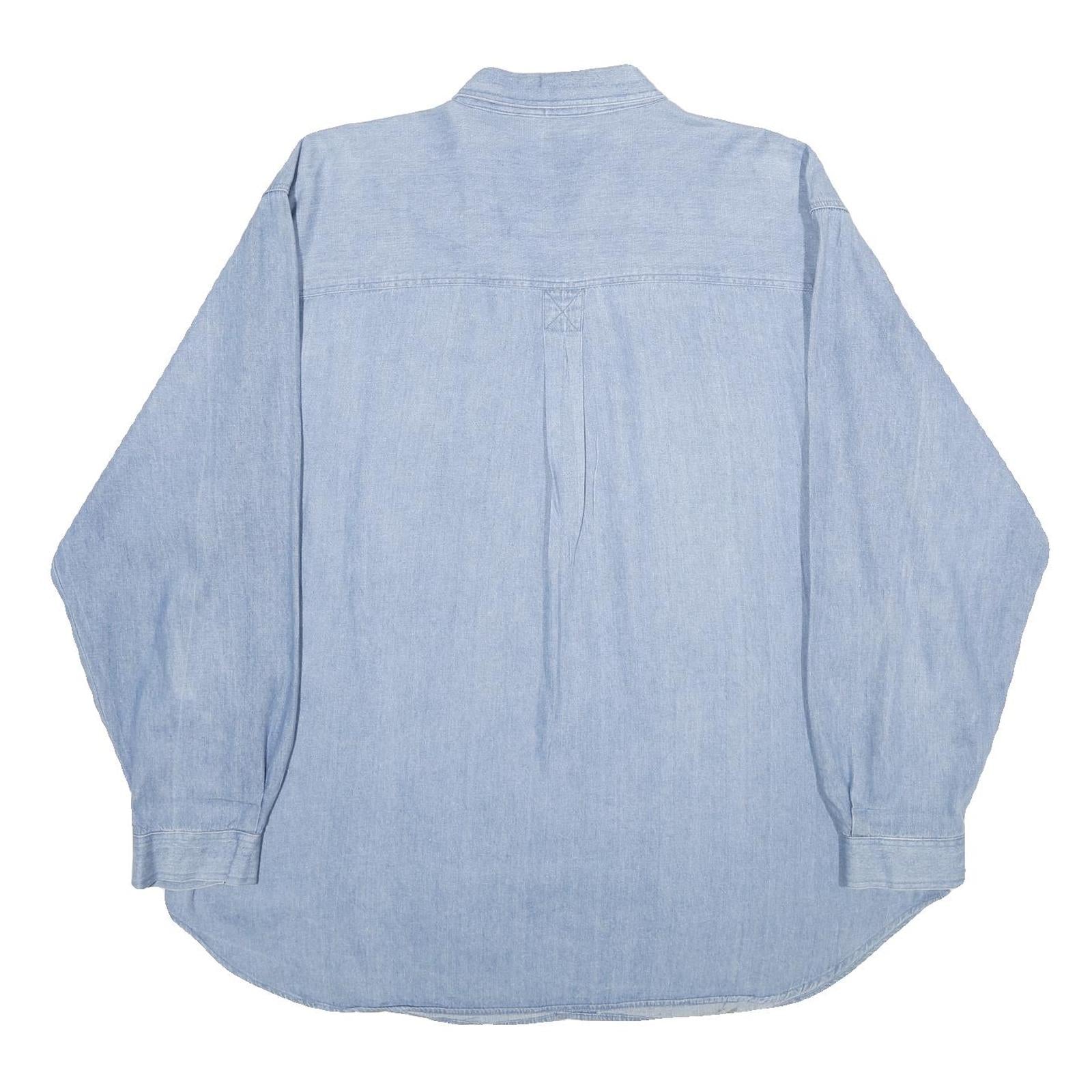 SAUGATUCK Mens Blue Shirt 2XL Cotton Denim Long Sleeve Casual Relaxed Fit