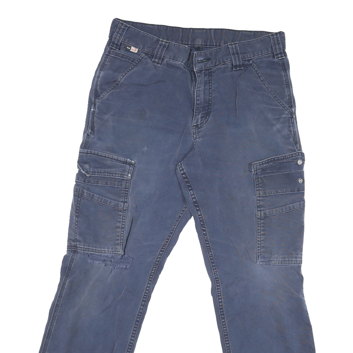 CARHARTT Mens Classic Blue Cargo Cotton Blend Jeans W32 L28 Drawstring Pockets