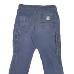 CARHARTT Mens Classic Blue Cargo Cotton Blend Jeans W32 L28 Drawstring Pockets