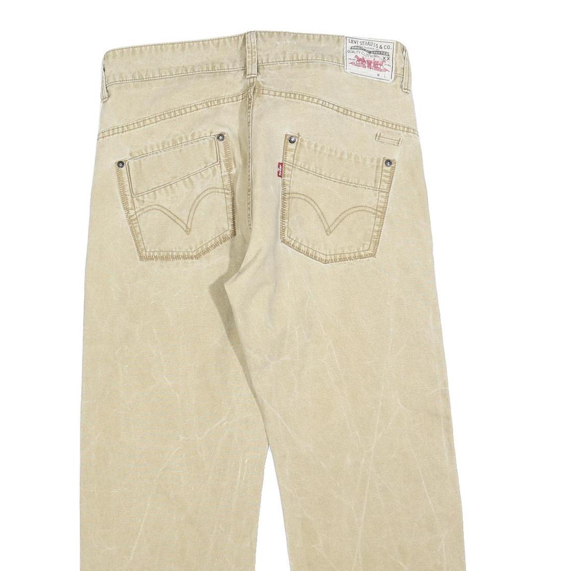 LEVI'S Mens Beige Cotton Blend Regular Straight Trousers W34 L28 Casual Zip