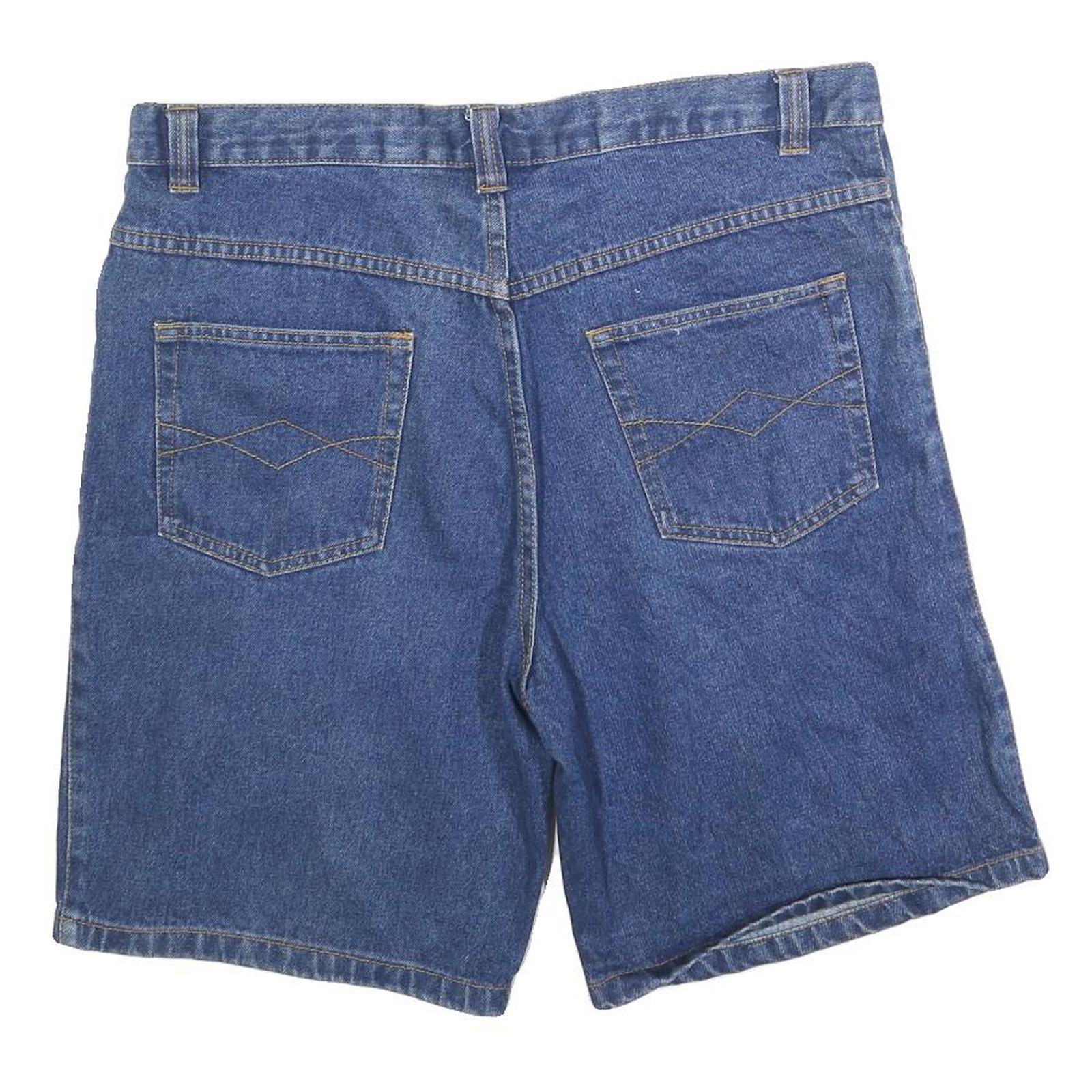 FLAGSHIP Mens Denim Blue Casual Shorts XL W38 Cotton Blend Classic Fit
