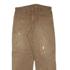 DICKIES Mens Cotton Blend Brown Regular Fit Straight Leg Trousers W33 L29