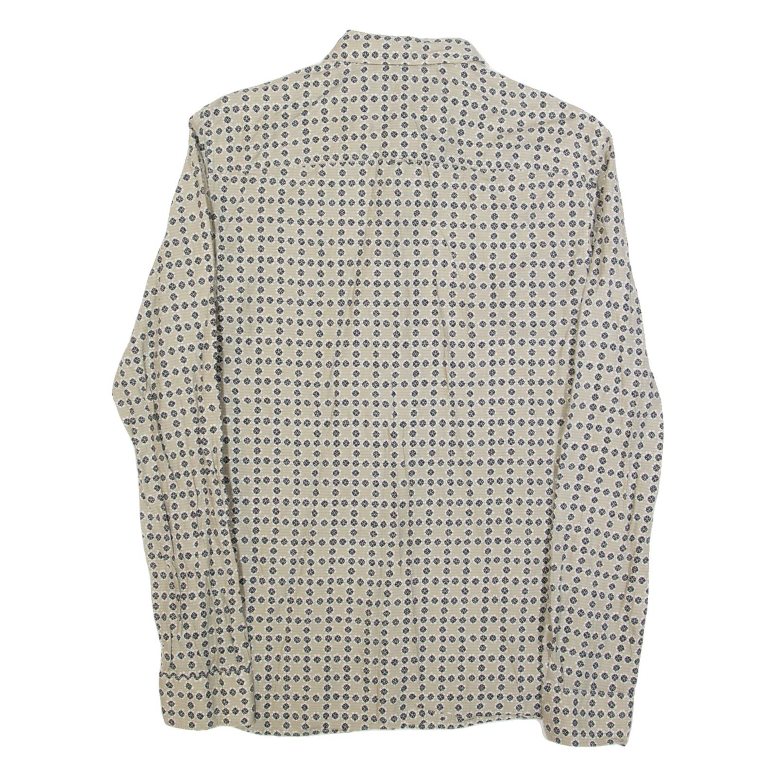 ALL SAINTS Mens Shirt Beige Spotted Long Sleeve S