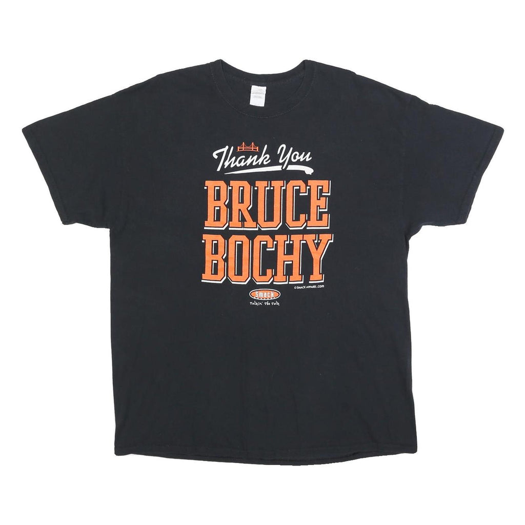 GILDAN Mens Black Thank You Bruce Bochy Graphic T-Shirt XL Crew Neck Short