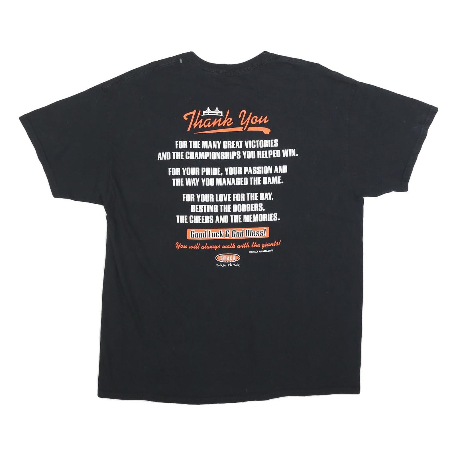 GILDAN Mens Black Thank You Bruce Bochy Graphic T-Shirt XL Crew Neck Short