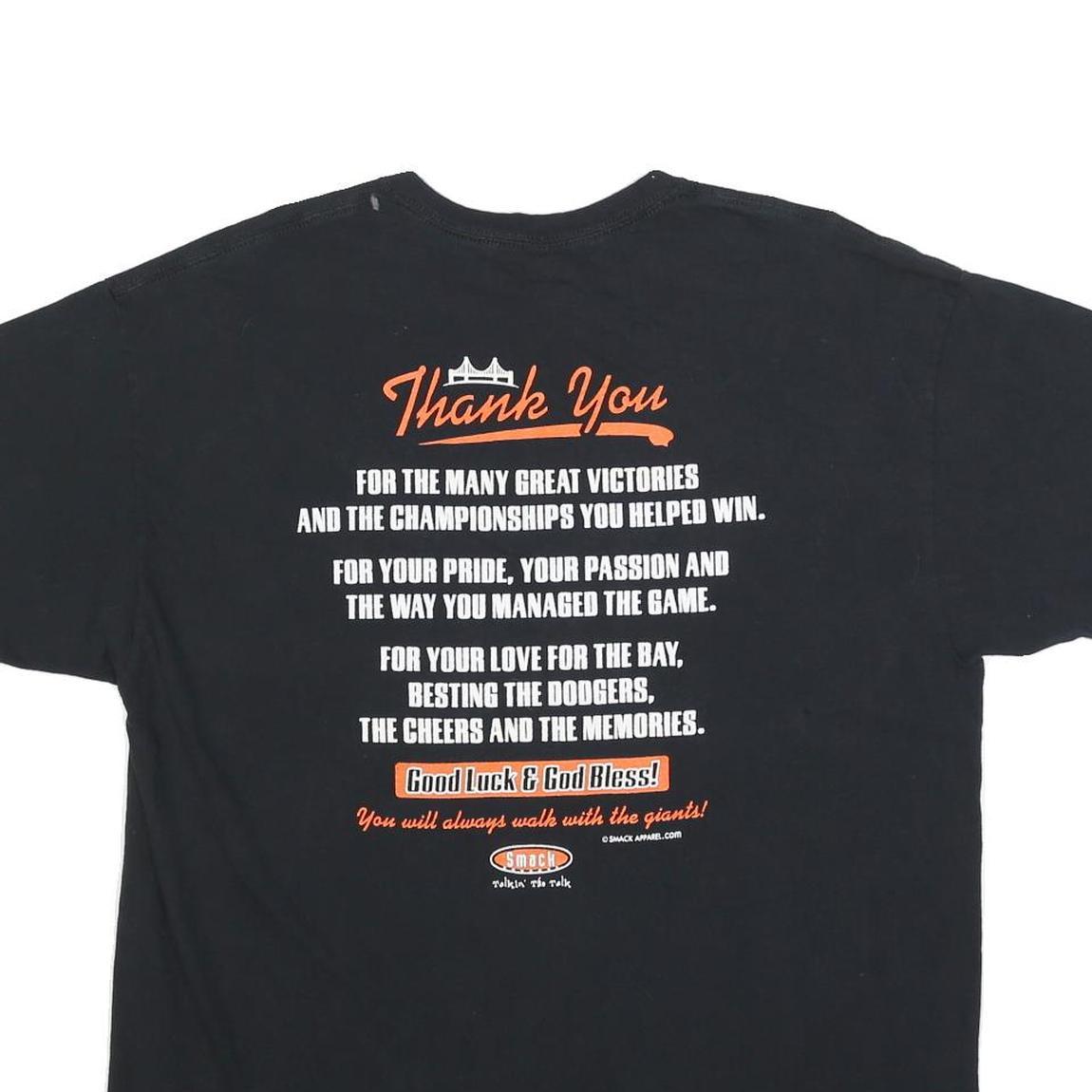 GILDAN Mens Black Thank You Bruce Bochy Graphic T-Shirt XL Crew Neck Short