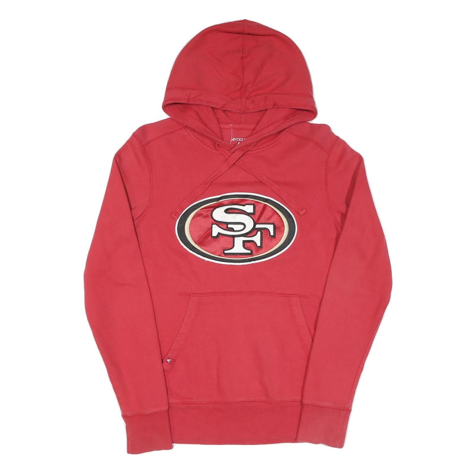 Mens Red Hoodie S Cotton Pullover with SF Logo Print