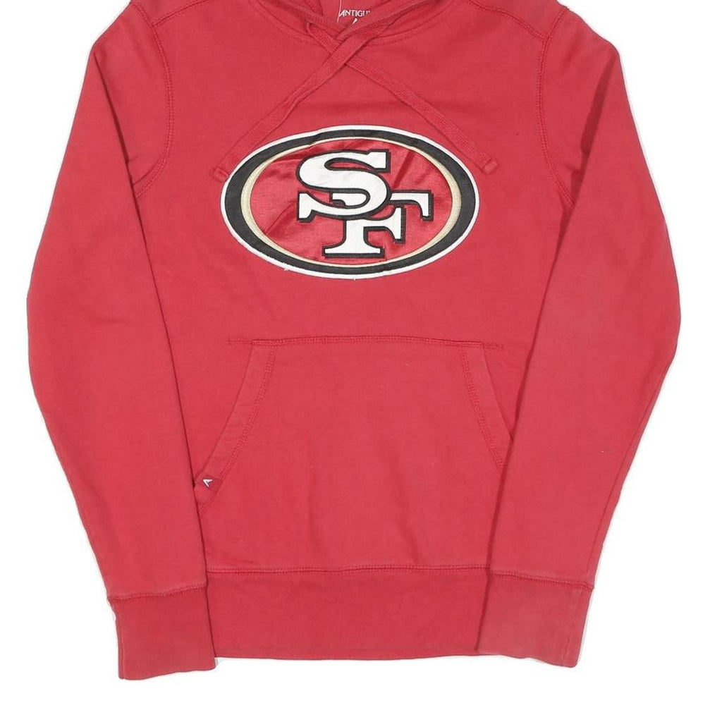 Mens Red Hoodie S Cotton Pullover with SF Logo Print