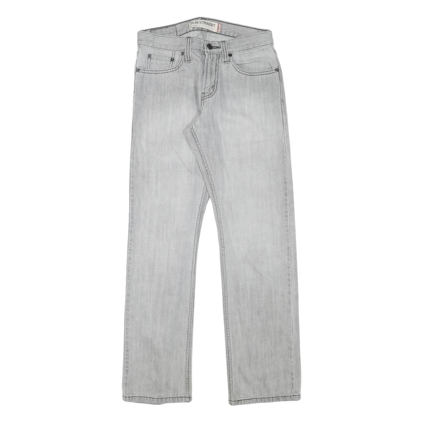 LEVI'S Mens Slim Light Grey Denim Slim Straight Zip W29 L28 Casual Jeans