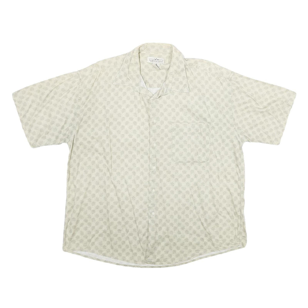 NATURAL ISSUE Mens Cream Patterned Shirt XL Cotton Short Sleeve Casual