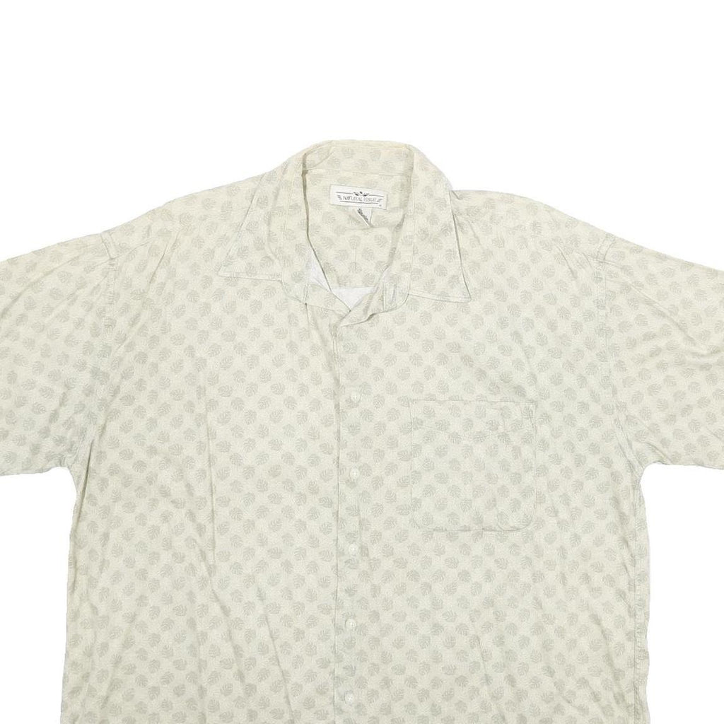 NATURAL ISSUE Mens Cream Patterned Shirt XL Cotton Short Sleeve Casual