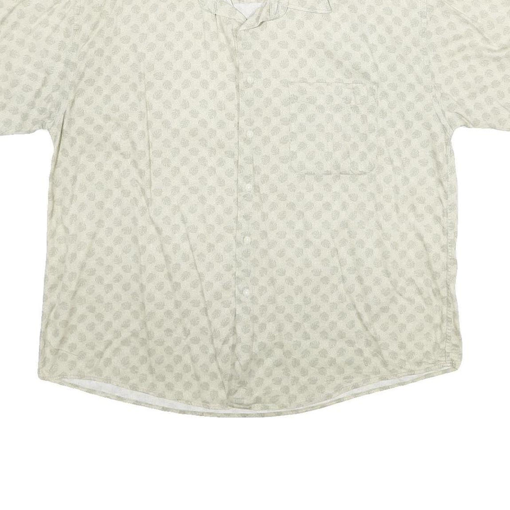 NATURAL ISSUE Mens Cream Patterned Shirt XL Cotton Short Sleeve Casual