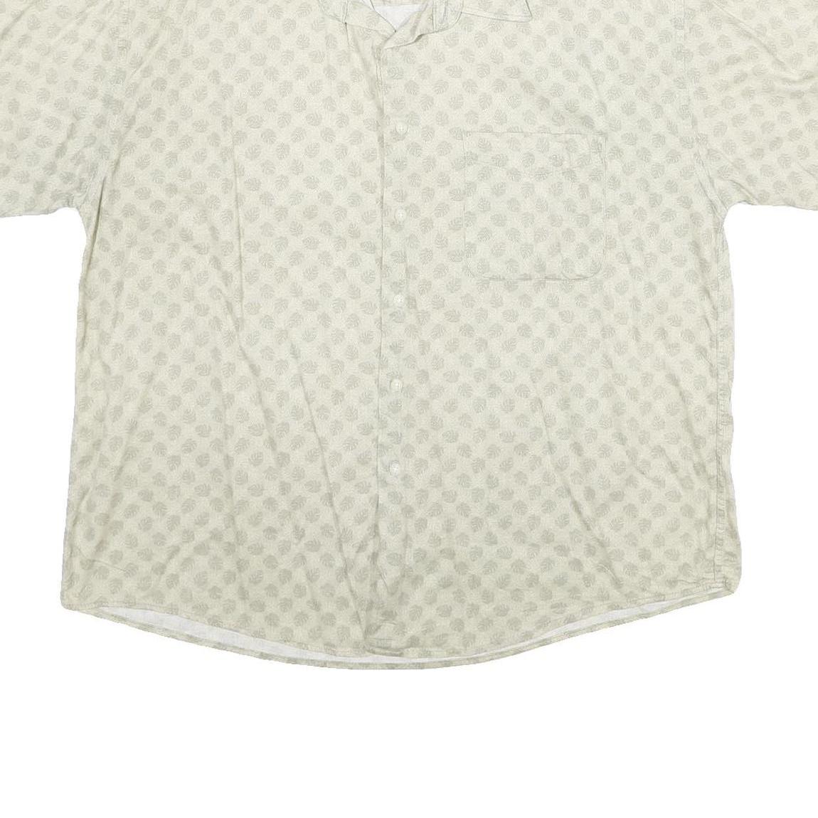 NATURAL ISSUE Mens Cream Patterned Shirt XL Cotton Short Sleeve Casual
