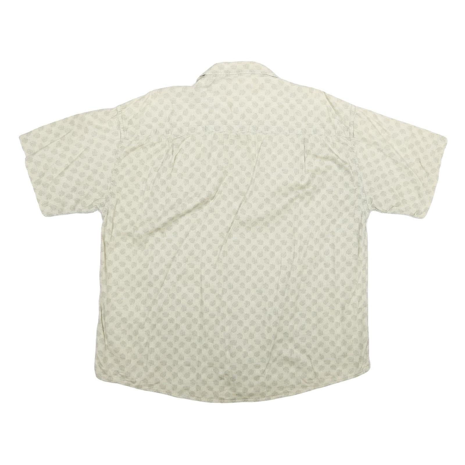 NATURAL ISSUE Mens Cream Patterned Shirt XL Cotton Short Sleeve Casual