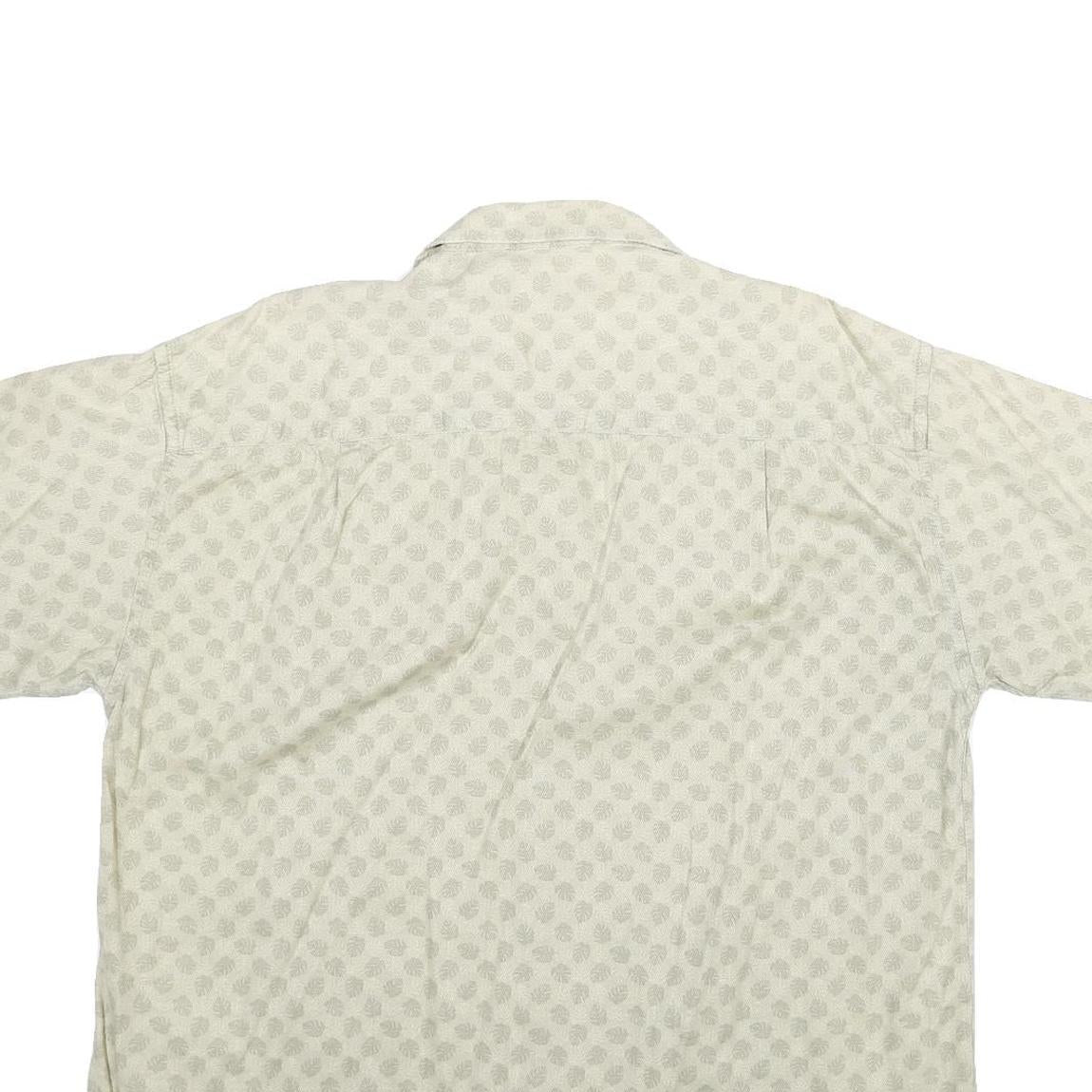NATURAL ISSUE Mens Cream Patterned Shirt XL Cotton Short Sleeve Casual