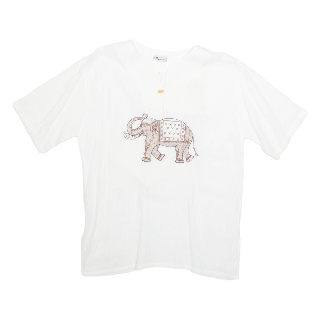 DA COLLECTION Elephant Womens Printed Top White Animal Print XL