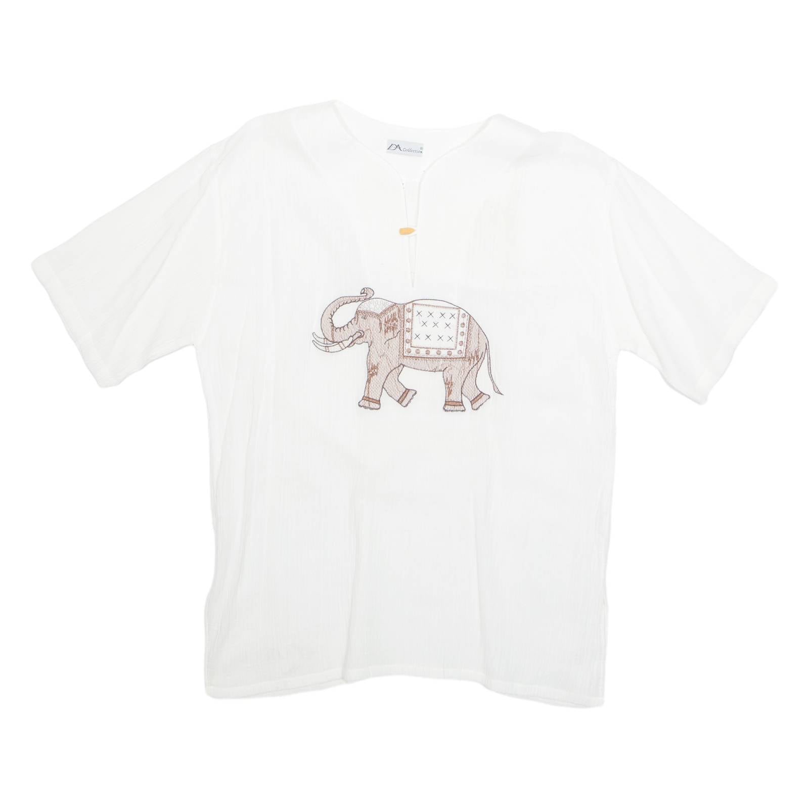 DA COLLECTION Elephant Womens Printed Top White Animal Print XL