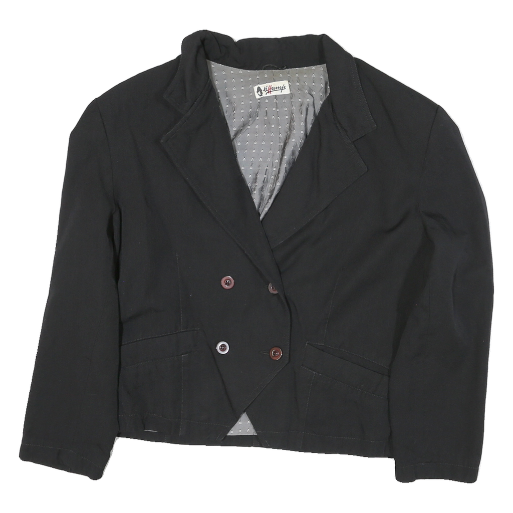 TILLAMYS Womens Black Classic Cotton Blend Jacket M Button Plain