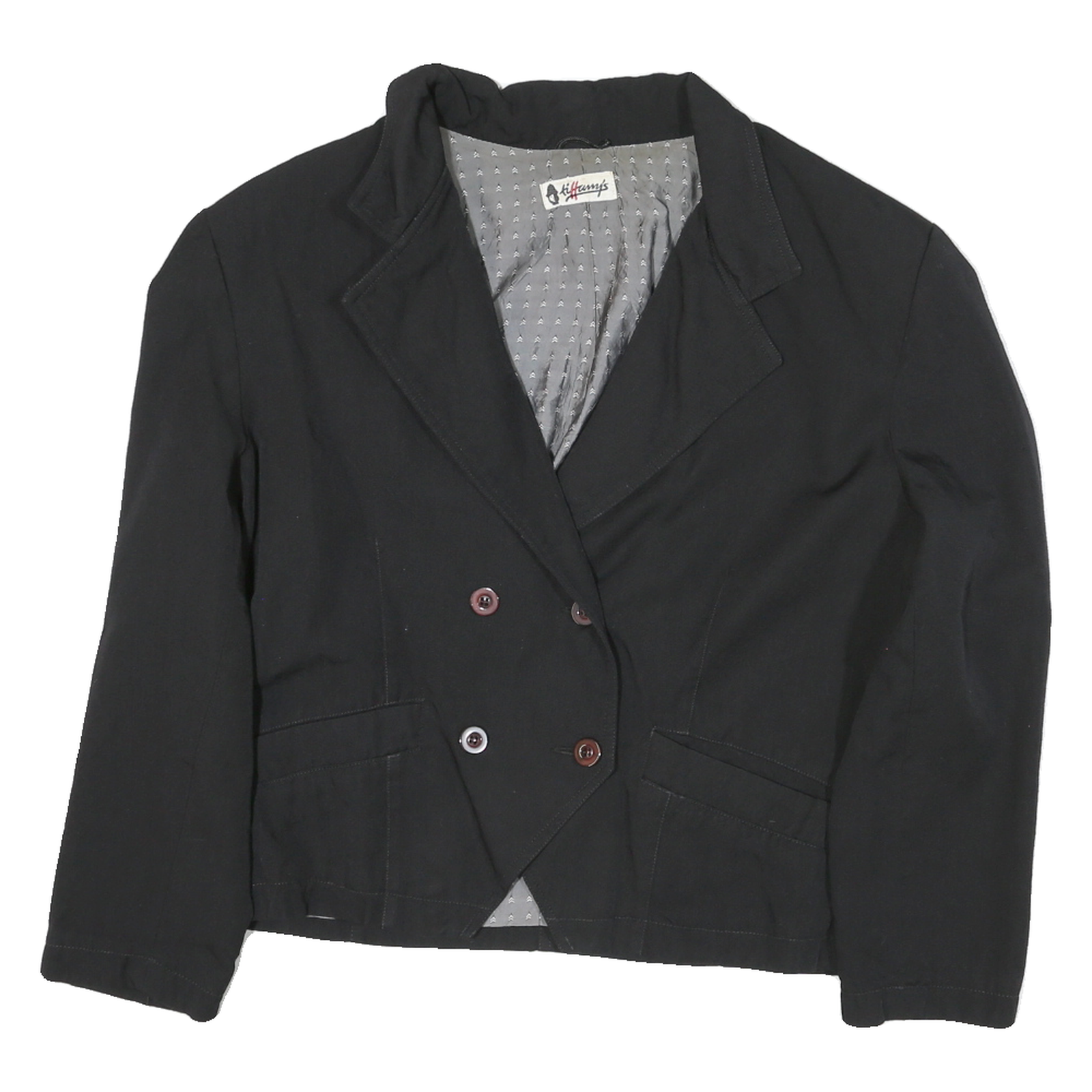 TILLAMYS Womens Black Classic Cotton Blend Jacket M Button Plain