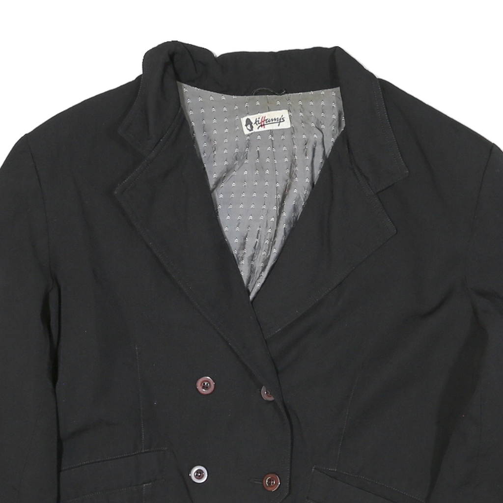 TILLAMYS Womens Black Classic Cotton Blend Jacket M Button Plain