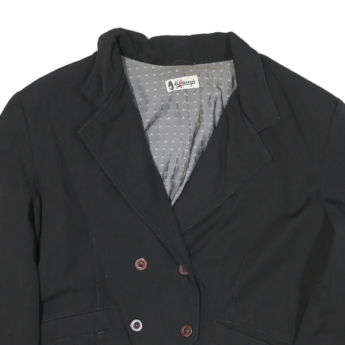 TILLAMYS Womens Black Classic Cotton Blend Jacket M Button Plain