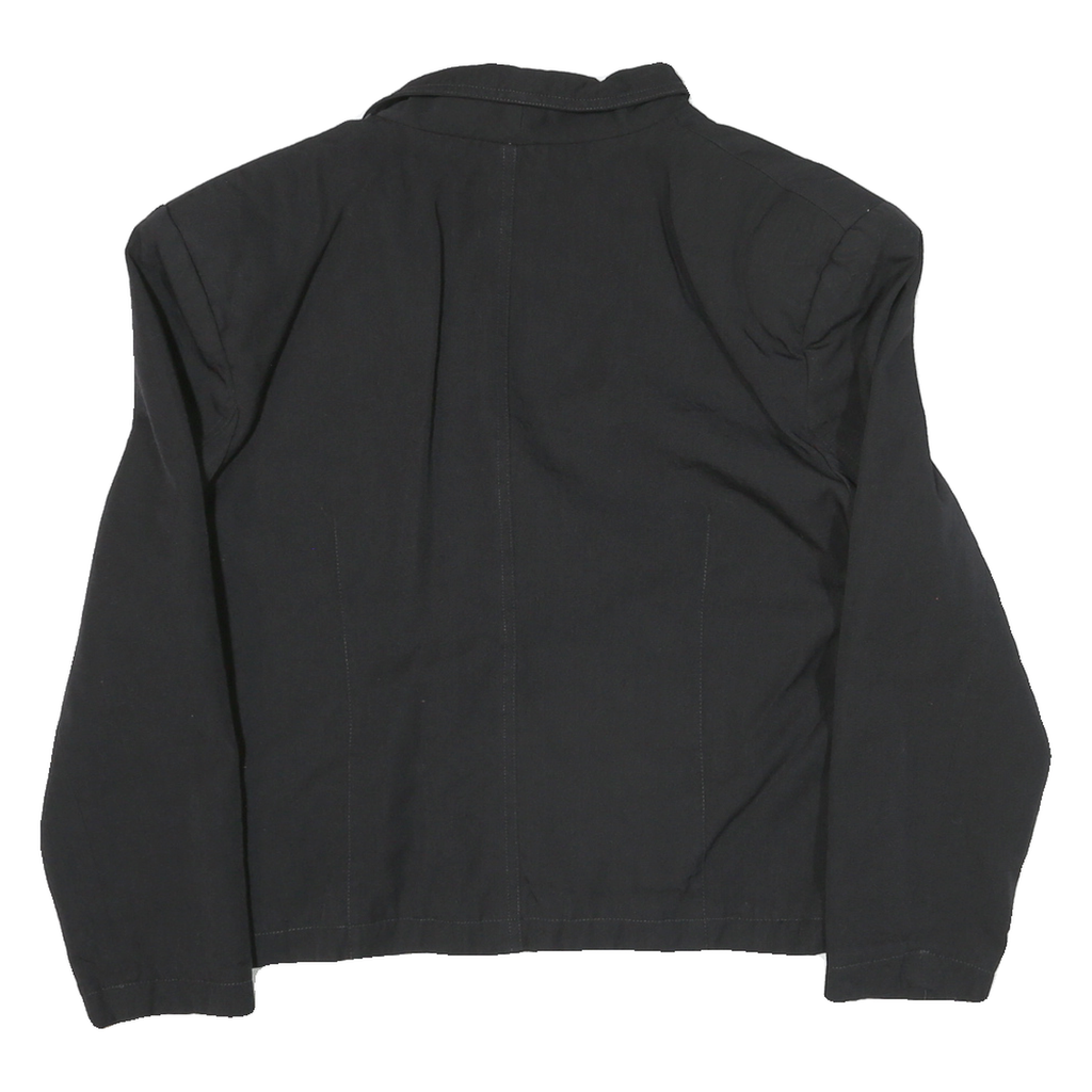 TILLAMYS Womens Black Classic Cotton Blend Jacket M Button Plain