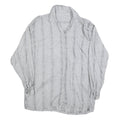 Womens Grey Striped Basic Shirt Long Sleeve Collared Size M Casual Everyday
