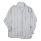 Womens Grey Striped Basic Shirt Long Sleeve Collared Size M Casual Everyday