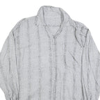 Womens Grey Striped Basic Shirt Long Sleeve Collared Size M Casual Everyday