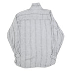 Womens Grey Striped Basic Shirt Long Sleeve Collared Size M Casual Everyday