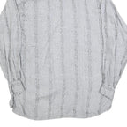 Womens Grey Striped Basic Shirt Long Sleeve Collared Size M Casual Everyday
