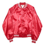 AUBURN SPORTSWEAR Mens Red Satin Bomber Jacket XL Nylon Plain Button Closure