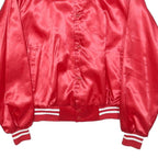 AUBURN SPORTSWEAR Mens Red Satin Bomber Jacket XL Nylon Plain Button Closure