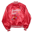 AUBURN SPORTSWEAR Mens Red Satin Bomber Jacket XL Nylon Plain Button Closure
