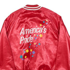 AUBURN SPORTSWEAR Mens Red Satin Bomber Jacket XL Nylon Plain Button Closure