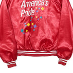 AUBURN SPORTSWEAR Mens Red Satin Bomber Jacket XL Nylon Plain Button Closure