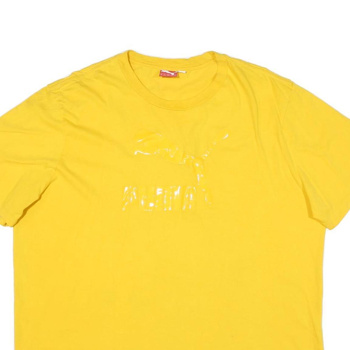 PUMA Mens Yellow Cotton Blend XL T-Shirt Short Sleeve Crew Neck Logo Print