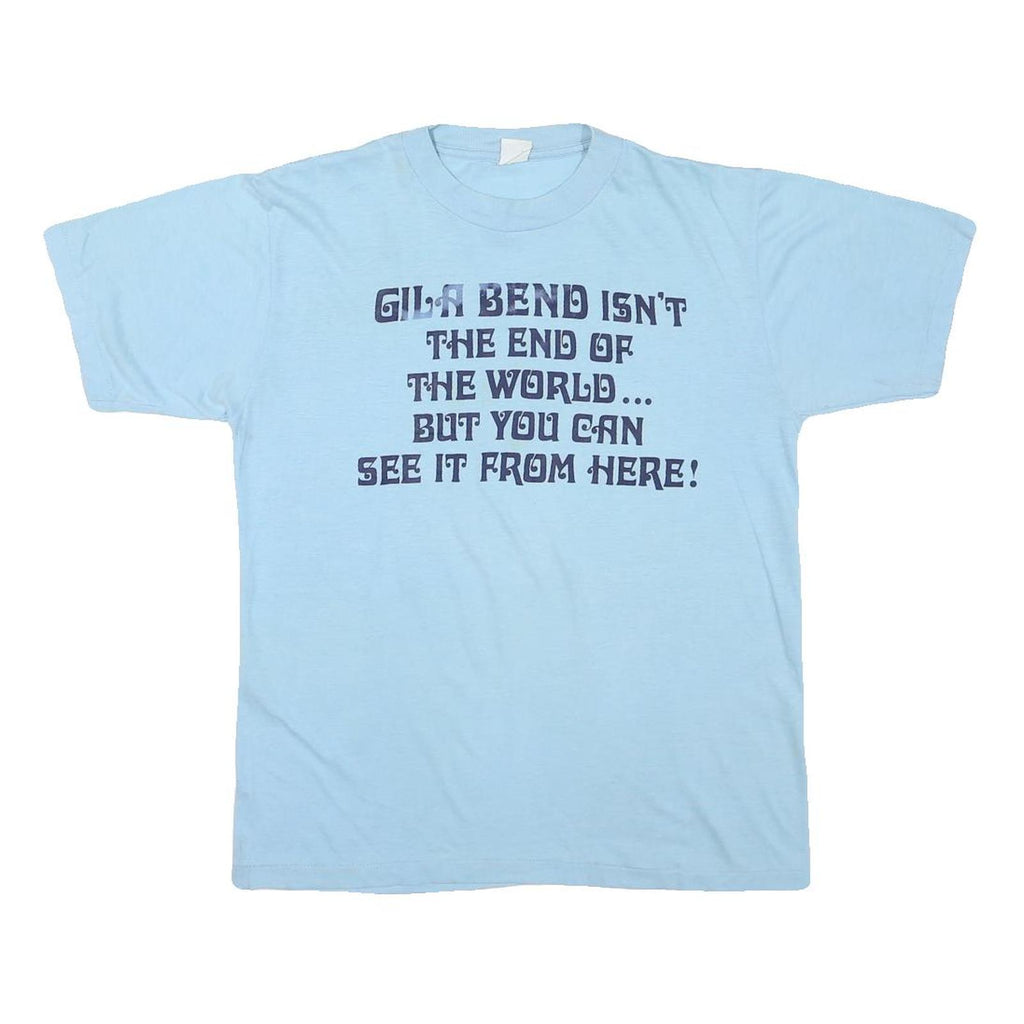 Mens Light Blue Cotton Blend Graphic T-Shirt M Short Sleeve Crew Neck Casual